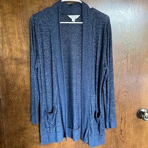 Blue open front cardigan with pockets!